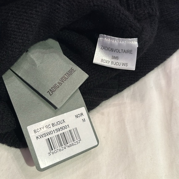 NWT Zadig &Voltaire Boxy Bijoux Cashmere Sweater Size M - Picture 9 of 13